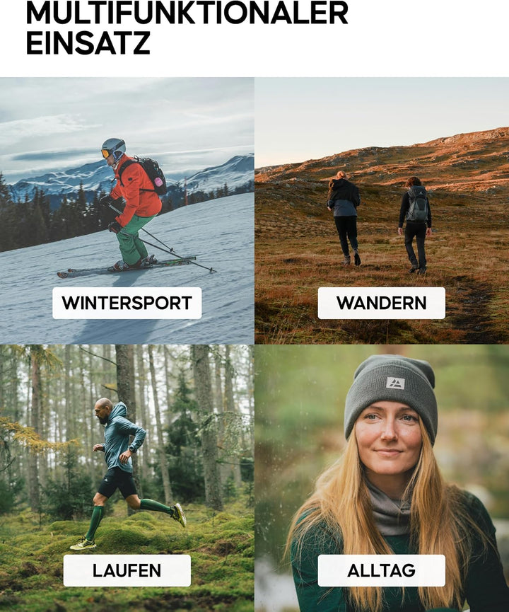 DANISH ENDURANCE Merino-Multifunktionstuch, Schlauchschal, Halswärmer, Halstuch, Atmungsaktiv, Warm