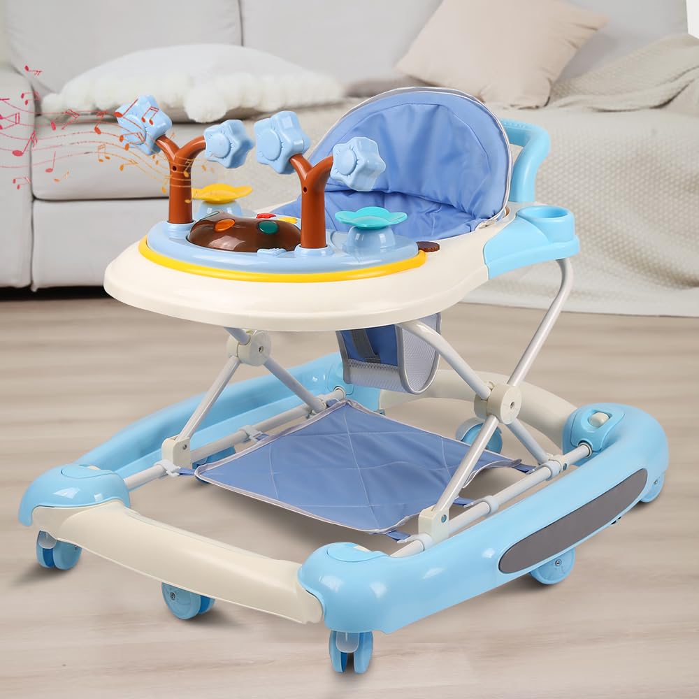 Baby Lauflernhilfe, Baby Walker Höhenverstellbar, Überrollsicherer Lauflernwagen mit Leisen 360°-Lau