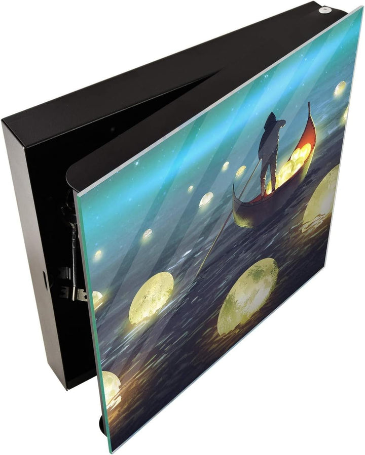 Dekorative Key Box mit magnetischer, trocken abwischbarer Glastafel K14 Weltliche Motive: Starry Lak