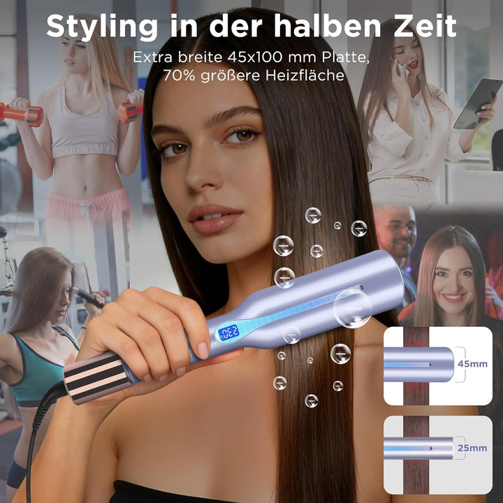 Infrarot-Ionen Haarglätter mit breiten 45mm Stylingplatten, PARWIN PRO BEAUTY Profi Glätteisen für d