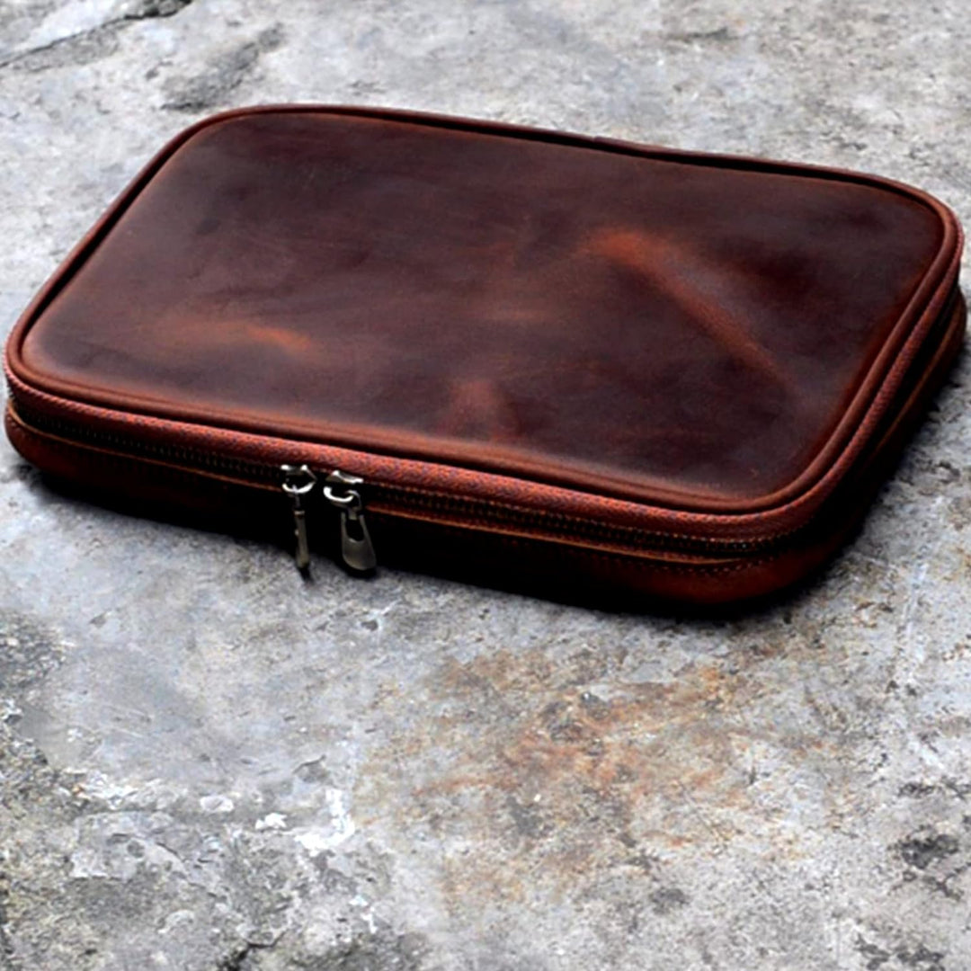 JJNUSA Leder Portfolio Reise Reissverschluss für Männer Frauen iPad Pro 11 10.5/9.7 Cover Dokument O