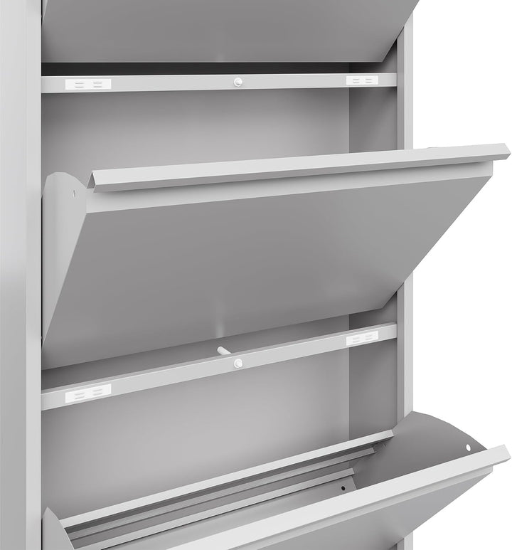 VEEHAUS Schuhregal Schmal Metall Schuhschrank Hoch Schuhkipper mit Magnetische Abdeckung Metall Mont