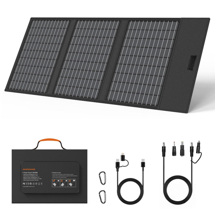 45W 18V Tragbares Solarpanel-Ladegerät mit USB-C, USB-A und DC-Ausgängen, IP67 Wasserdichte Faltbare