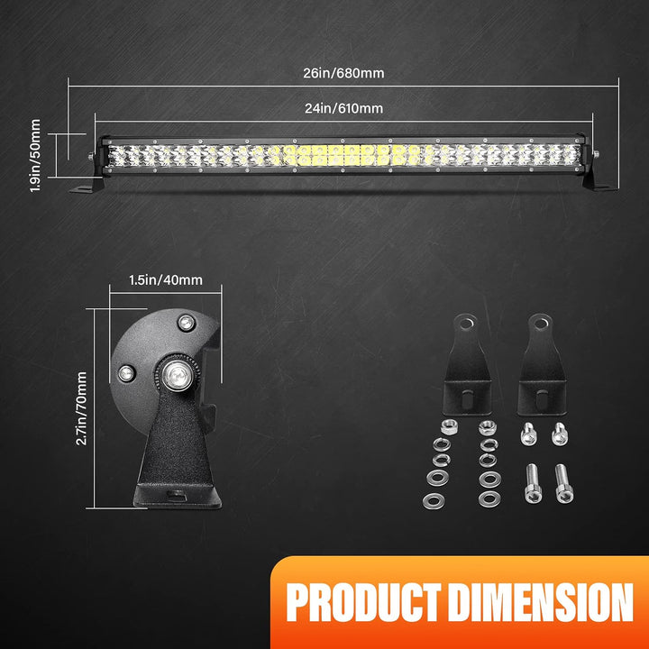 SKYWORLD Led Arbeitsscheinwerfer Bar 24" 61CM 180W Strahler Led Scheinwerfer 12V 24V Offroad Zusatzs