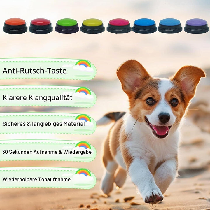 Set von 8 Hunde-Tasten für die Kommunikation, Sprachaufzeichnbare Tasten für den Klassenzimmer, Hund