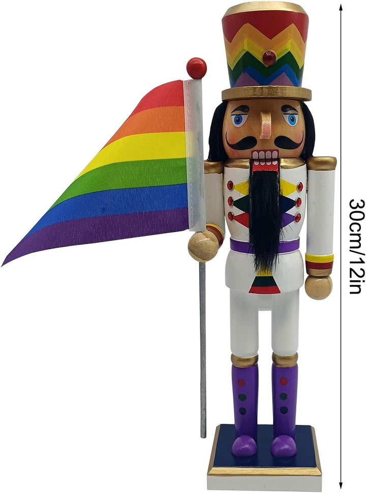 Nussknacker-Skulptur, hölzerne Weihnachts-Nussknacker-Figur, Saison-Szenen-Requisite mit Regenbogen-
