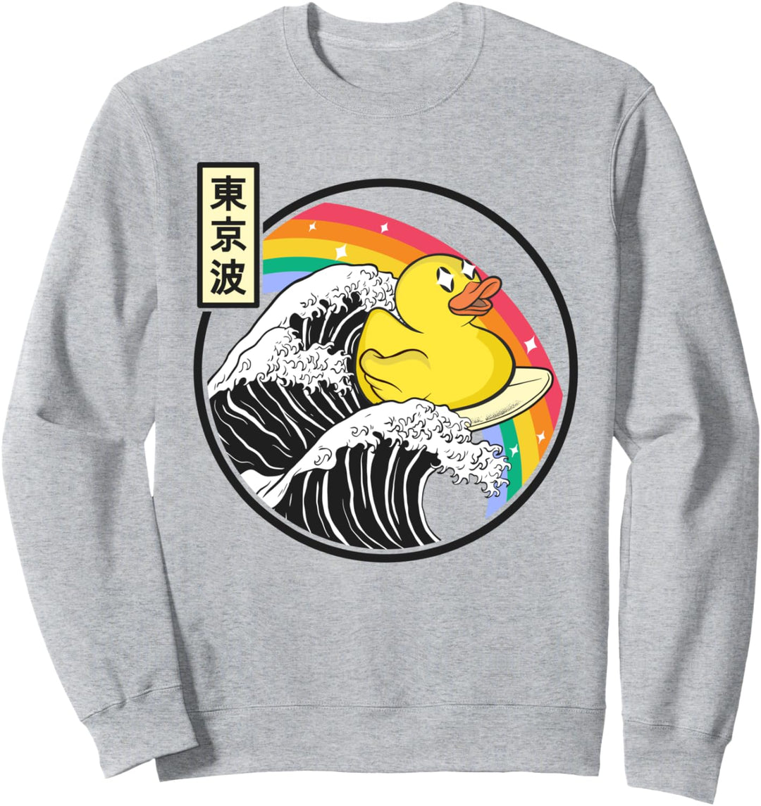Gummiente Surfen Kanagawa Wave Digital Japan Vaporwave Sweatshirt
