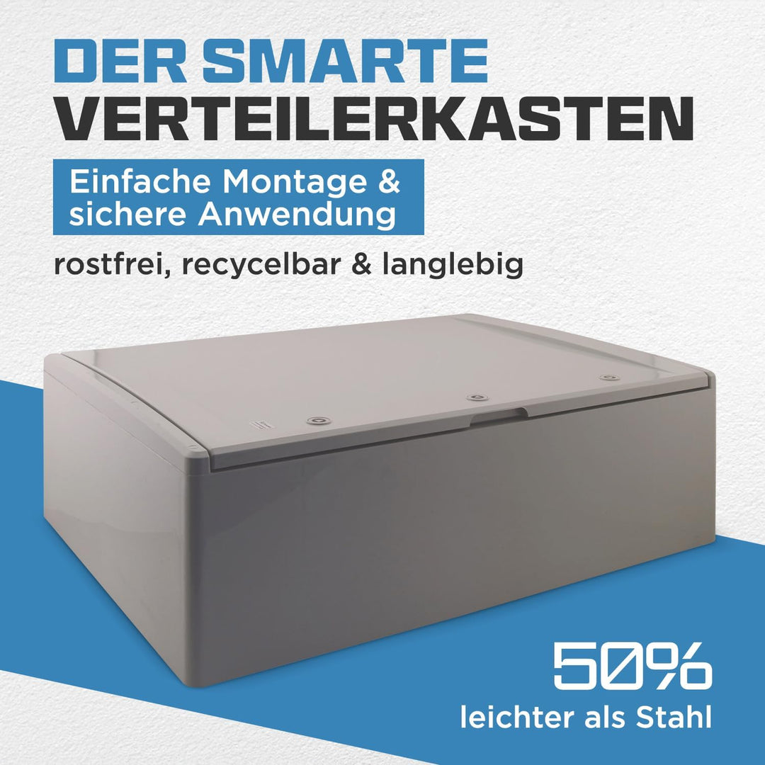BOXEXPERT® Verteilerkasten aussen wasserdicht [ABS Kunststoff IP65 Gehäuse] grau (Serie Fleet) 800x6