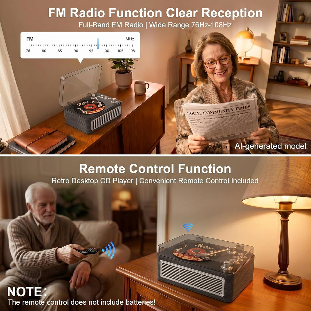 Gueray Tragbarer CD Player Bluetooth CD-Player mit Lautsprecher & Radio & Fernbedienung Unterstützt