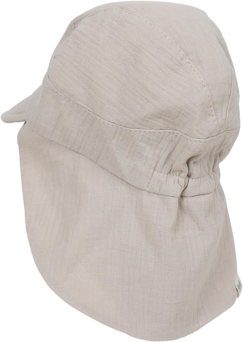 Petinard Label Musselin Schirmütze Sonnenhut mit Nacken- und Ohrenschutz UV-Schutz (UPF 50+) für Bab
