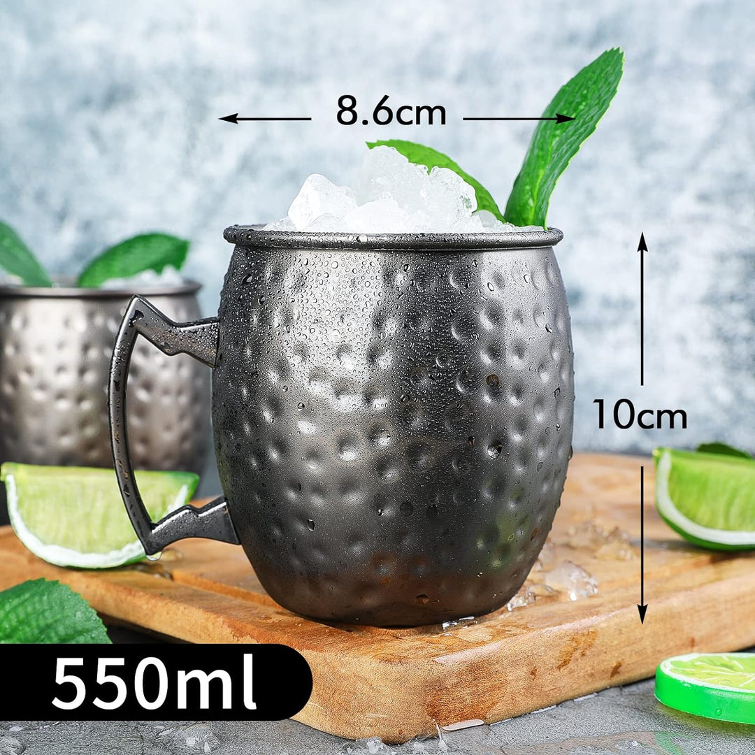 Moscow Mule Mugs Set of 4 Black Moscow Mule Mug 530 ml Gunmetal Black Plated Stainless Steel Mug Dou