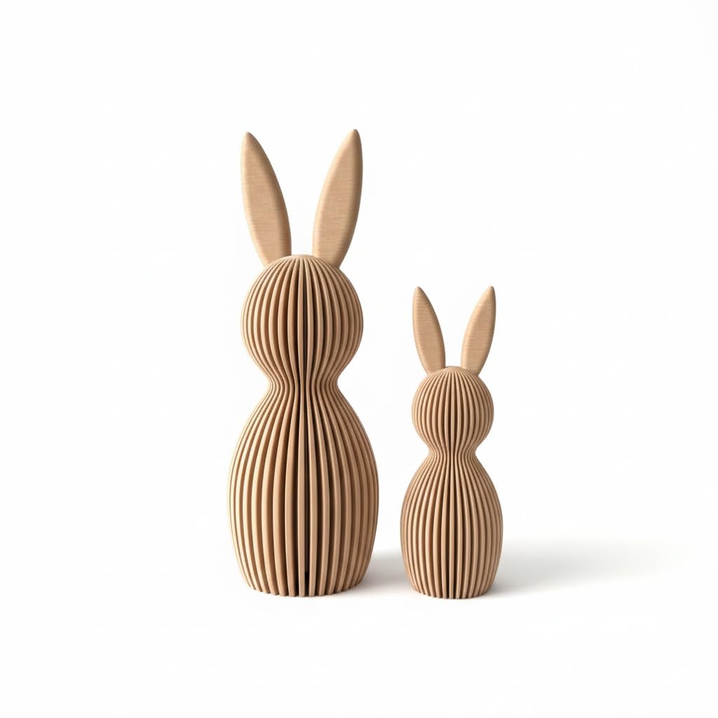 Scandi Osterhase 3D Deko – Minimalistische Osterdekoration im skandinavischen Design – Gerippte Ober