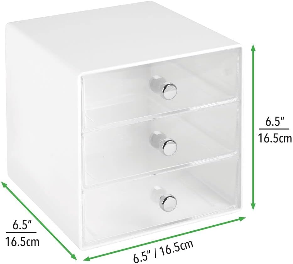 mDesign Schubladenbox aus robustem Kunststoff – praktischer Kosmetik Organizer mit drei Schubladen –