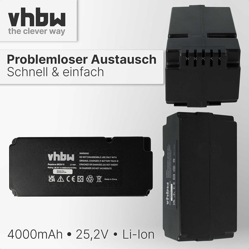 vhbw Akku kompatibel mit Ferrex R800 Easy+ Rasenroboter Rasenmäher (4000mAh, 25,2V, Li-Ion)