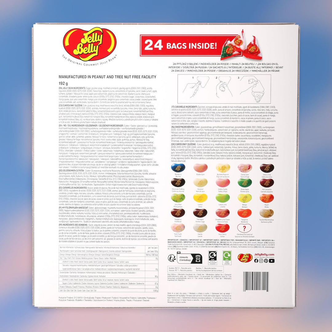 Jelly Belly Adventskalender - 24 verschiedene Sorten, 192g - Perfekt für Jelly Belly Fans zum Auspro