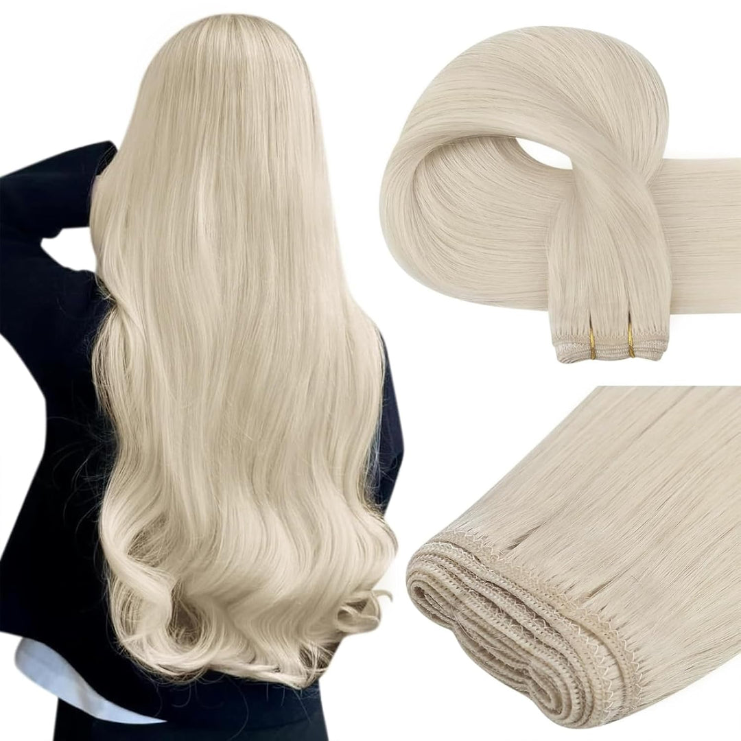 Easyouth Remy Human Hair Bundles Haartressen Echthaar 14 Zoll Farbe Weisse Blondine 70g Remy Human H