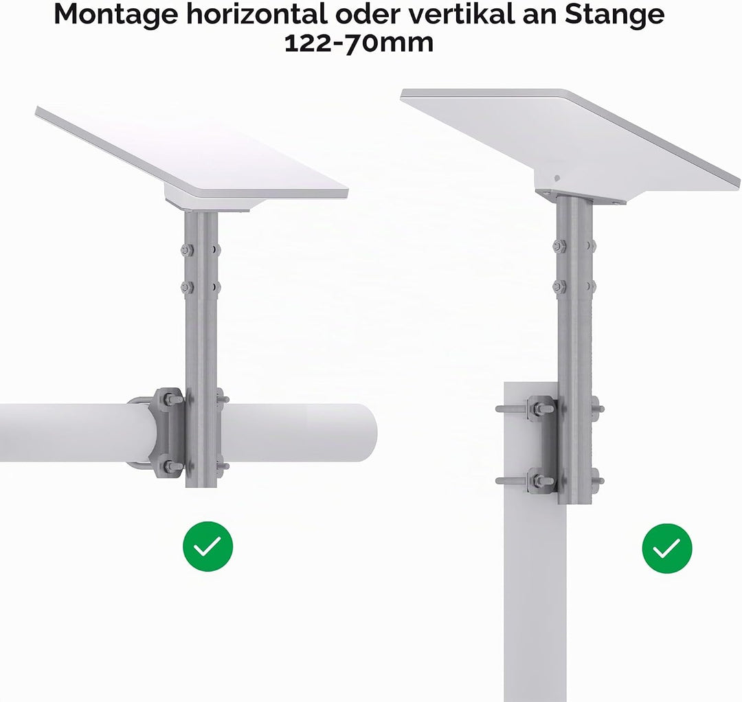 Starlink Mini Masthalterung – Passend für 25–70 mm Masten, U-Bolzen-Montage, Rohradapter im Lieferum