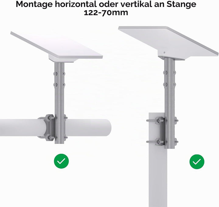 Starlink Mini Masthalterung – Passend für 25–70 mm Masten, U-Bolzen-Montage, Rohradapter im Lieferum