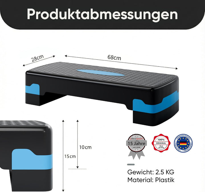 Ultrasport Aerobic Steppbrett I Step Up Board Rutschfest, 2-fach Höhenverstellbar I Fitness Stepper