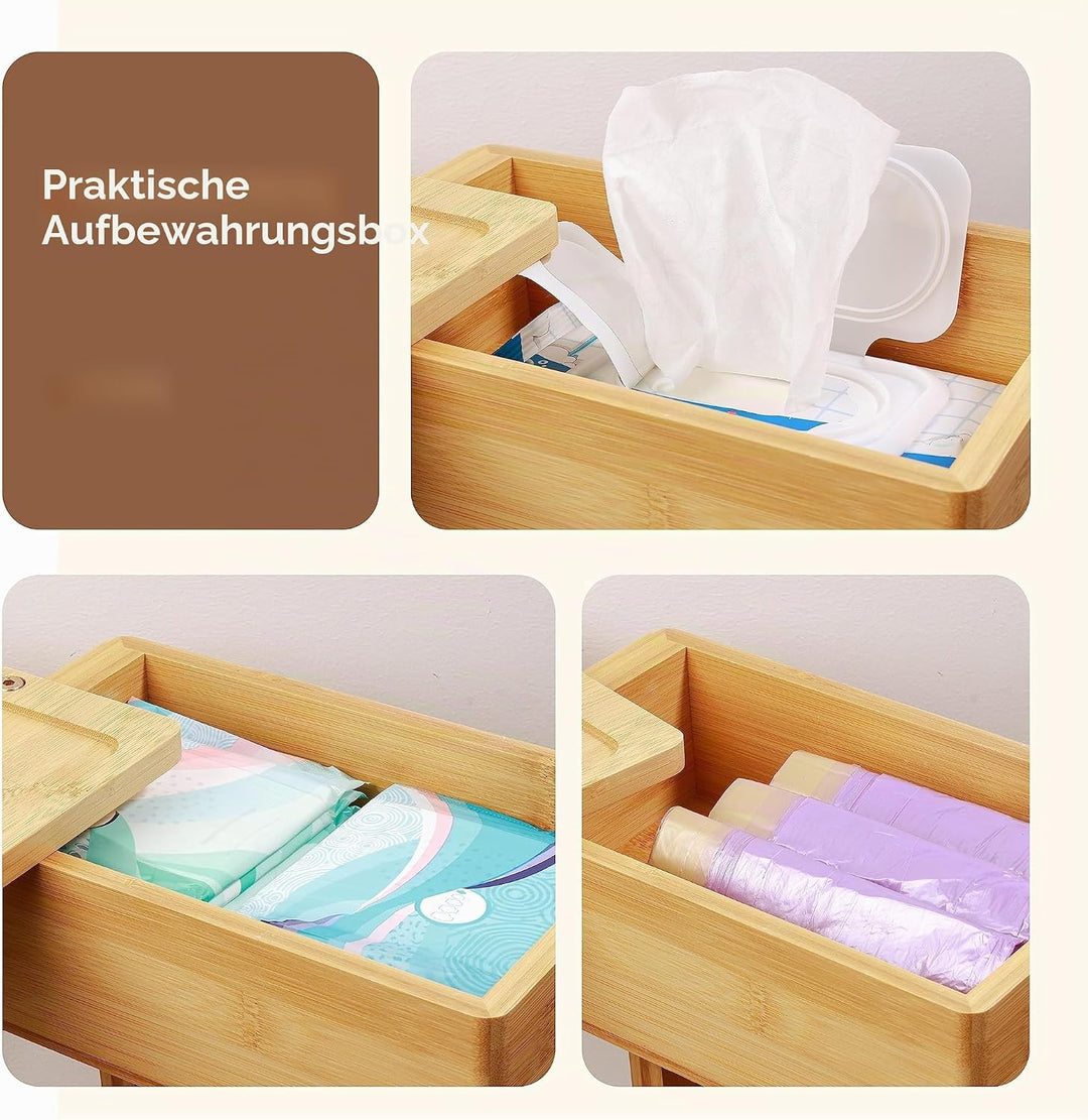 Wealone 4-in-1 Freistehender Toilettenpapierhalter mit Oberem Ablagefach, Bambus Klopapierhalter Ste