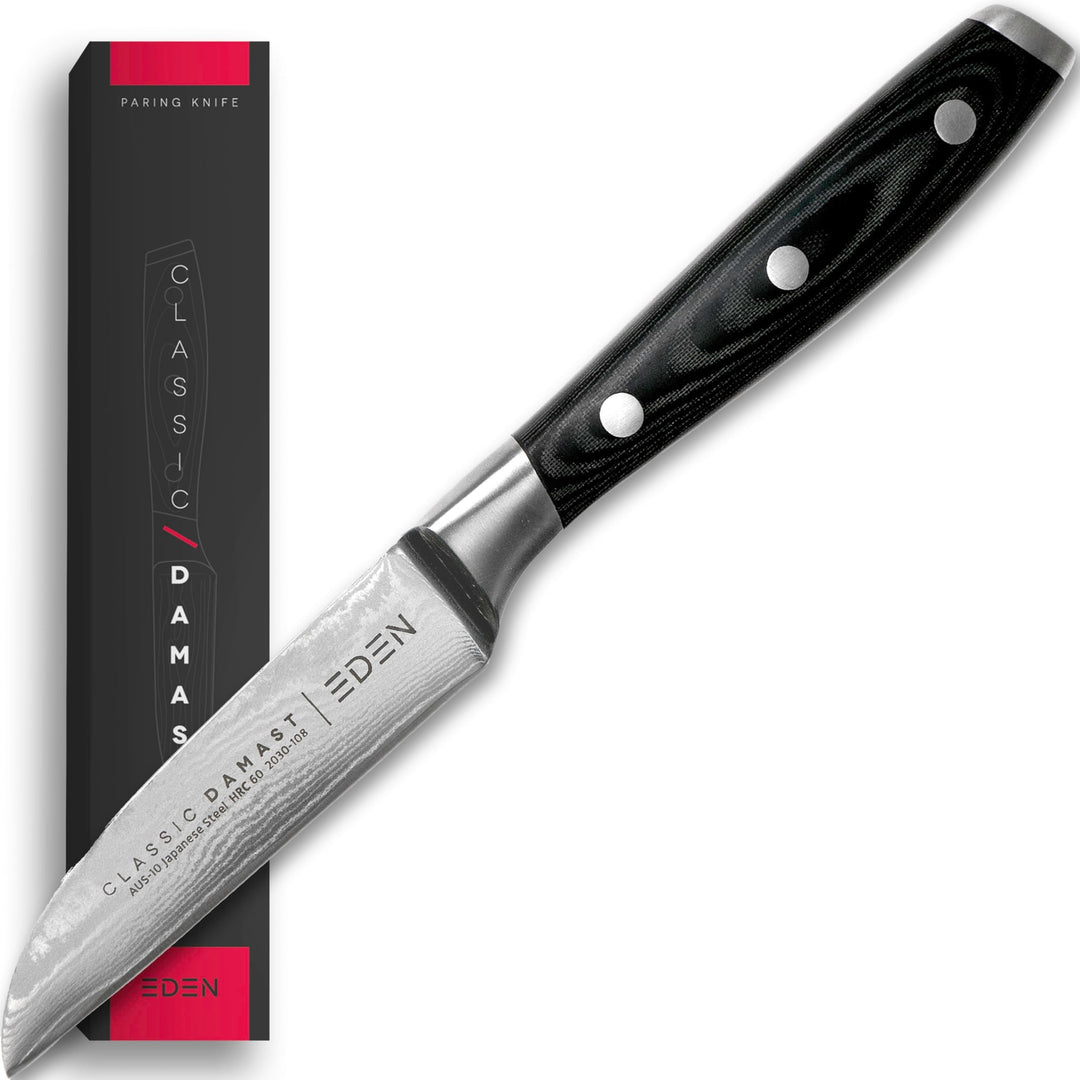Eden Classic Damast Schälmesser 9 cm Küchenmesser EQ2030-108 Scharfes Schälmesser für Gemüse und Frü