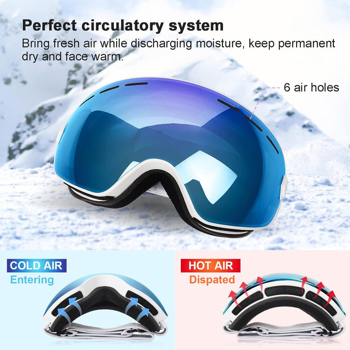 EXP VISION Snowboard Skibrille für Herren Damen Jugend, 100% UV400 Schutz Anti Beschlag über der Bri