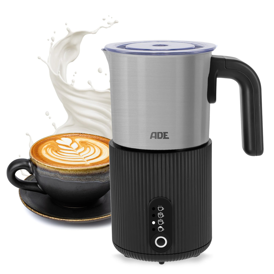 ADE Design Elektrischer Milchaufschäumer 4in1 | für heissen & kalten Milchschaum | Milchwärmer | für