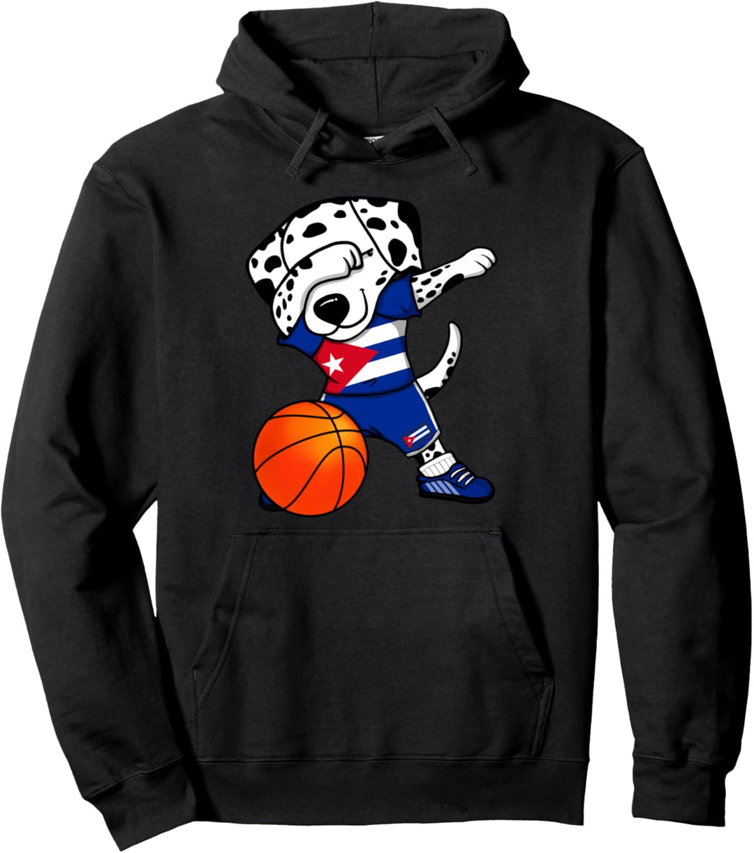 Dabbing Dalmatiner Hund Kuba Basketball Mannschaft Sport Pullover Hoodie