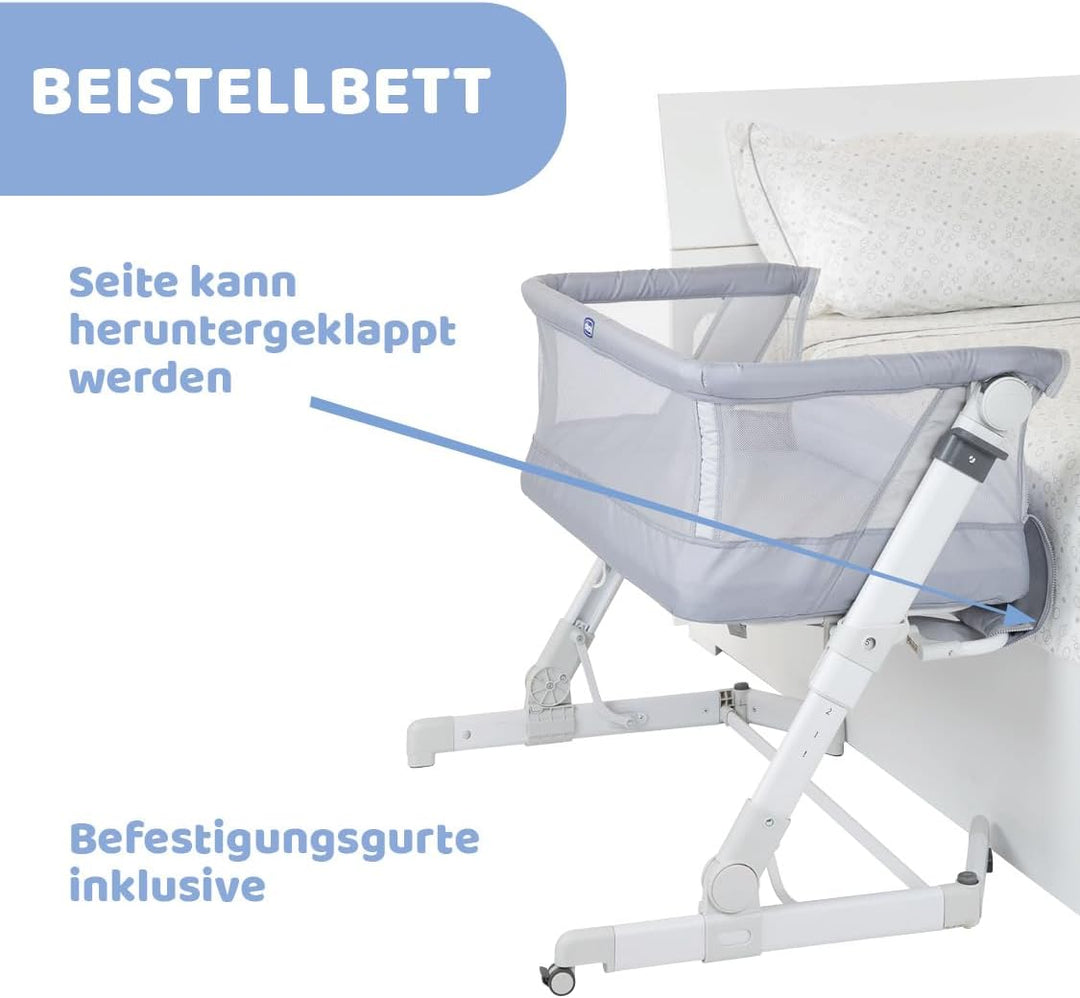 Chicco, Next2Me Pop Up Beistellbett, Höhenverstellbar, Neigbar, Kompatibel mit verschiedenen Betten,