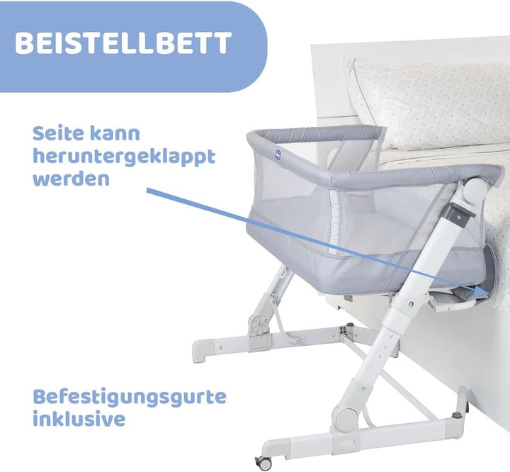 Chicco, Next2Me Pop Up Beistellbett, Höhenverstellbar, Neigbar, Kompatibel mit verschiedenen Betten,