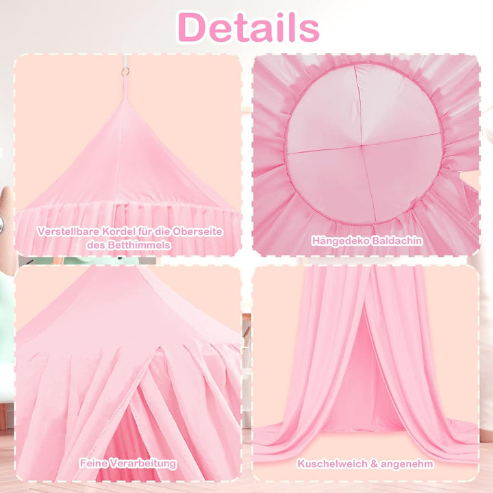 Baldachin Kinderzimmer, Betthimmel Babybett, Hängende Rund Princess Insektennetz Moskitonetz, Himmel