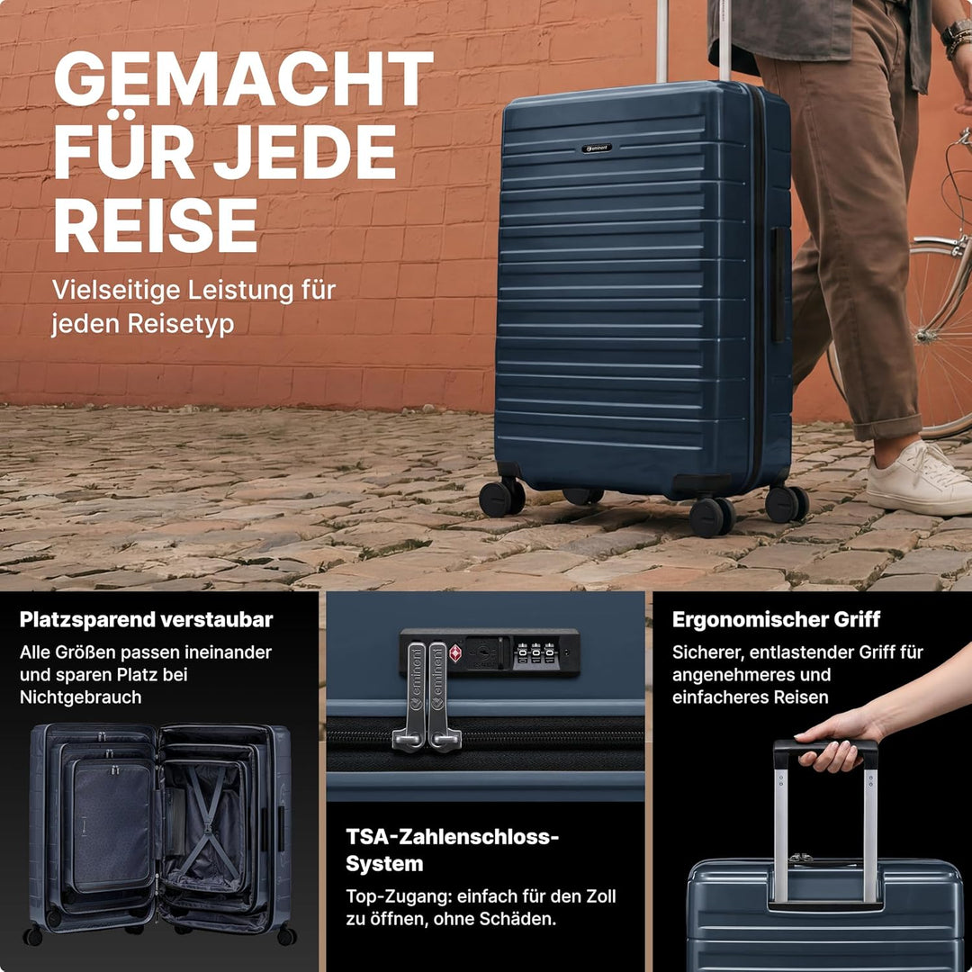 Eminent Voyager Handgepäck Koffer 55x40x20 cm, Erweiterbar, Hartschalenkoffer, 4 Rollen, Leicht, TSA