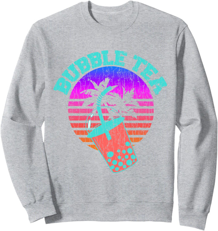 Boba Tea Vaporwave Vintage Funny Bubble Milk Graphic Sweatshirt
