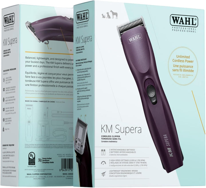 Agrarzone Edition Wahl KM Supera Hundeschermaschine - Aufsteckkamm Set & 2x Akku - Leistungsstarke S