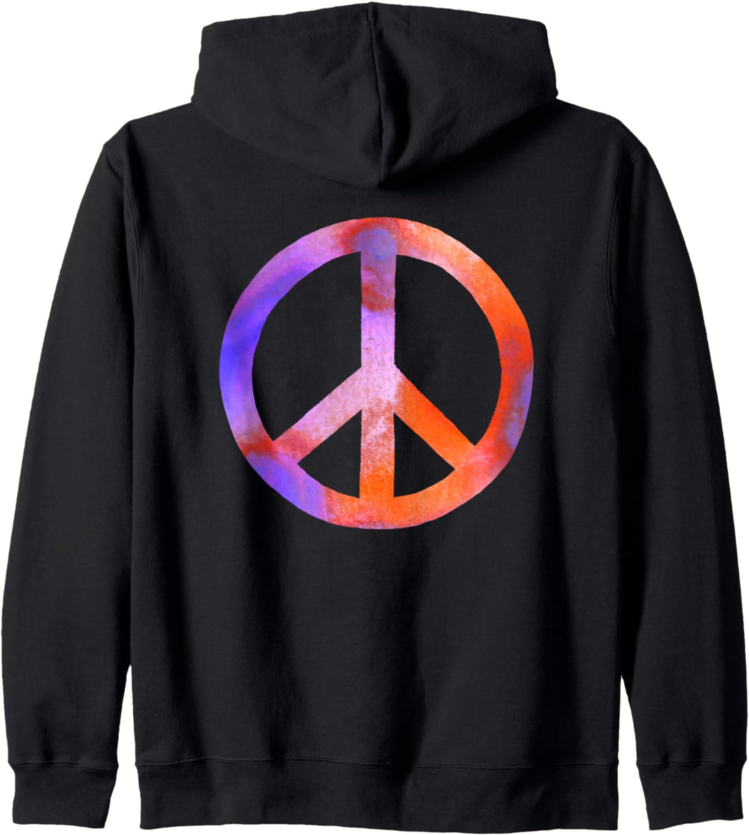 Friedenszeichen Aquarell Blau Lila Orange Boho Hippie Grafik Kapuzenjacke