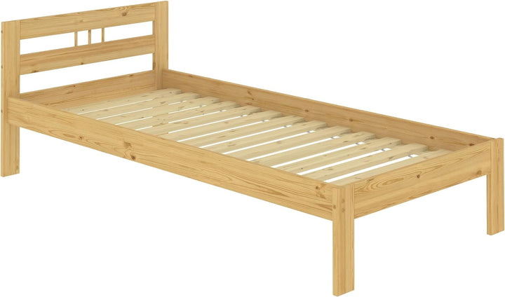 Erst-Holz® Einzelbett Kieferbett Natur 90x200 Massivholz Jugendbett Futonbett Rollrost Matratze 60.6