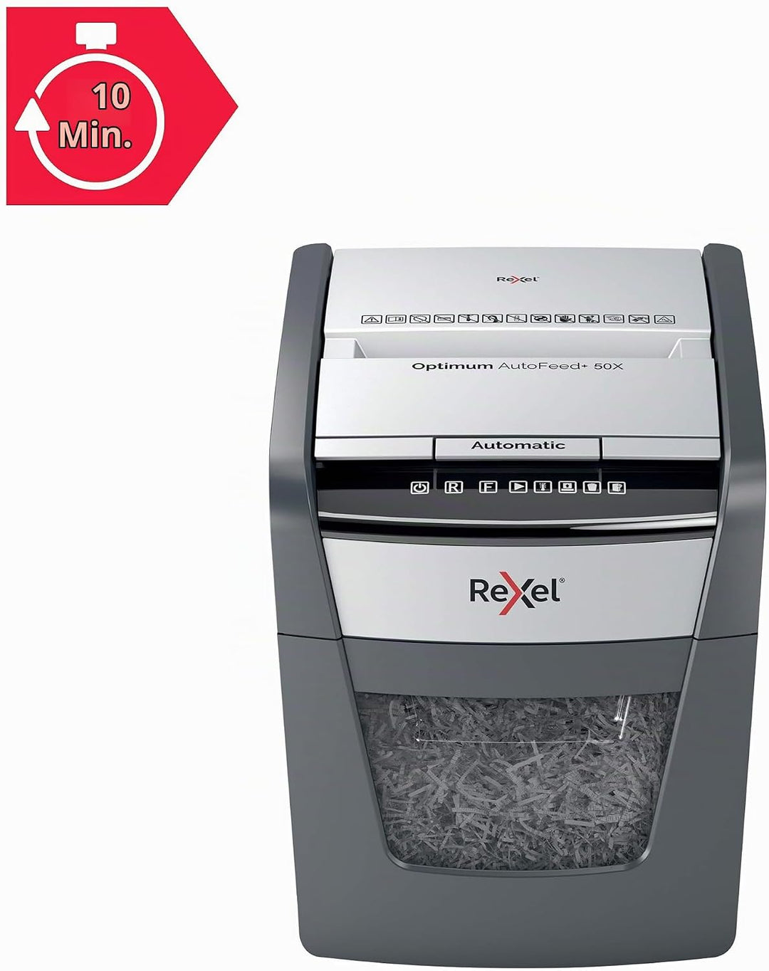 Rexel Optimum AutoFeed+ 50X Automatischer Aktenvernichter, 50 Blatt automatisch, Sicherheitsstufe P4