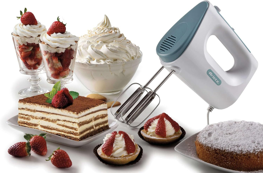 Ariete 1545 Handmixer Breakfast, 450 W, 5 Geschwindigkeiten, Turbo-Funktion, 2 Schneebesen, Weiss &