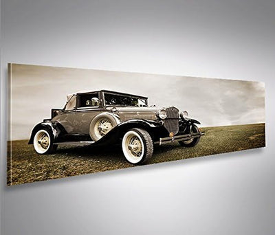 islandburner Bild Bilder auf Leinwand Oldie V2 Oldtimer Retro Sepia Panorama XXL Poster Leinwandbild