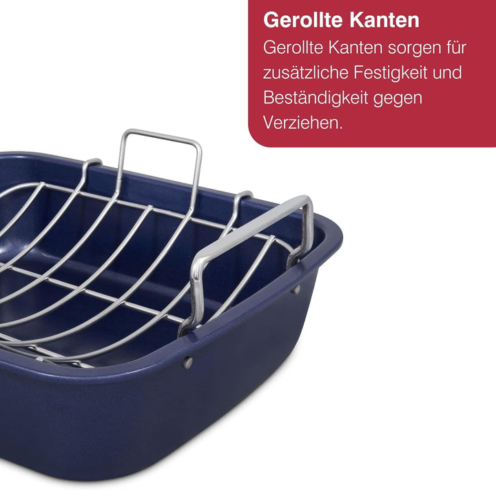 Zyliss E980206 Bratform für Braten, Antihaftbeschichtung, Carbonstahl, Dunkelblau, Backform/Backform