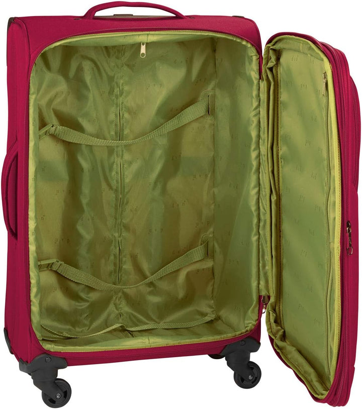 Trolley gross 4 Rollen Koffer Leicht 76 cm Weicher Stoff Rot 110 Liter Bowatex