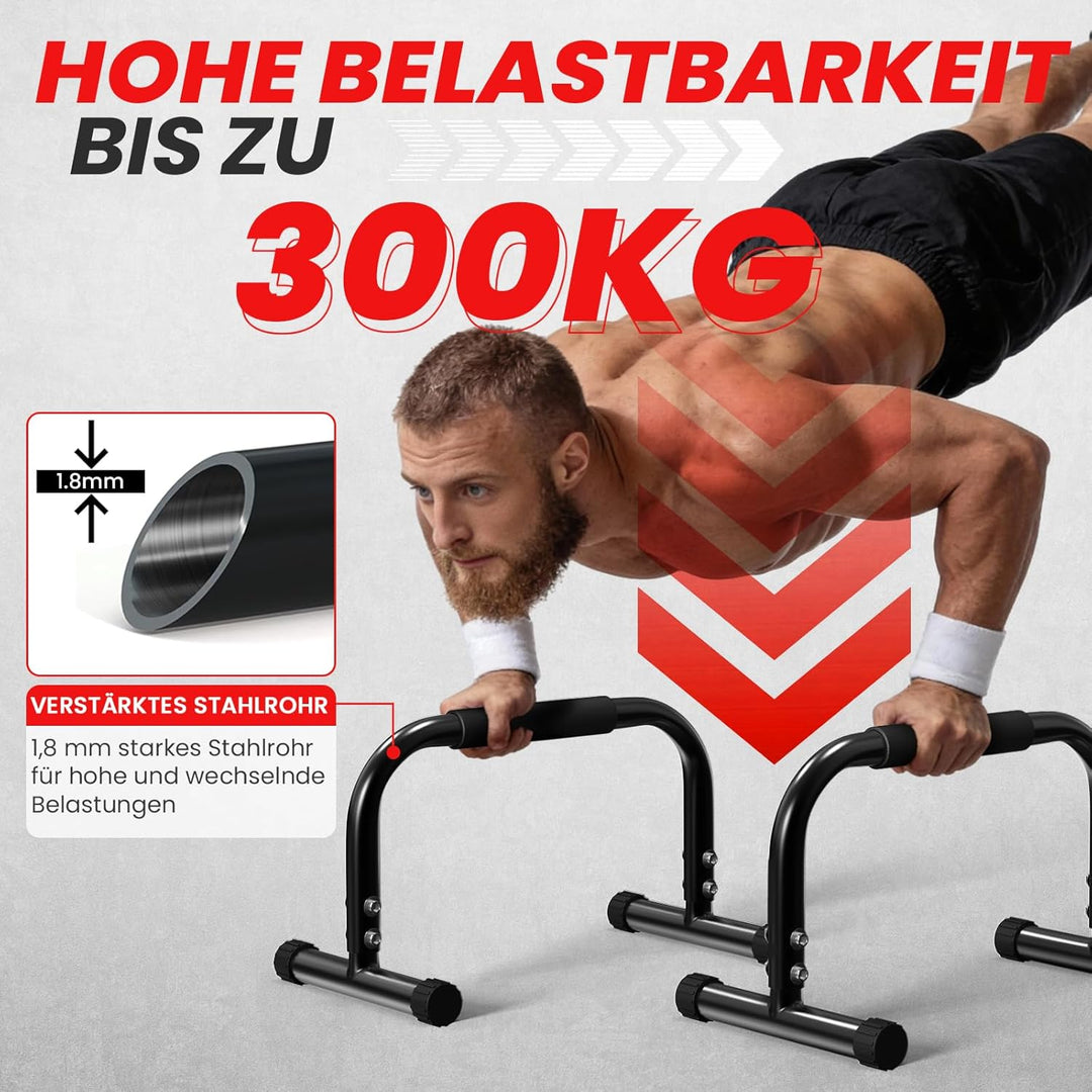 FUNFLEX Handstand Barren, Parallettes Liegestützgriffe aus Stahl – Rutschfeste Push-Up Bars, Dips &