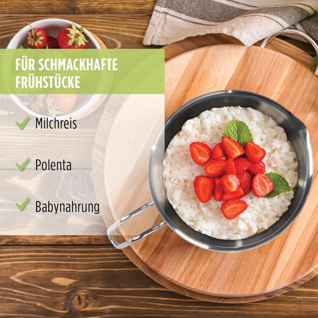 ROSMARINO Edelstahl-Induktions-Mokka-Kanne 300 ml - Moderne Türkische Cezve-Kaffeekanne mit 3-lagige
