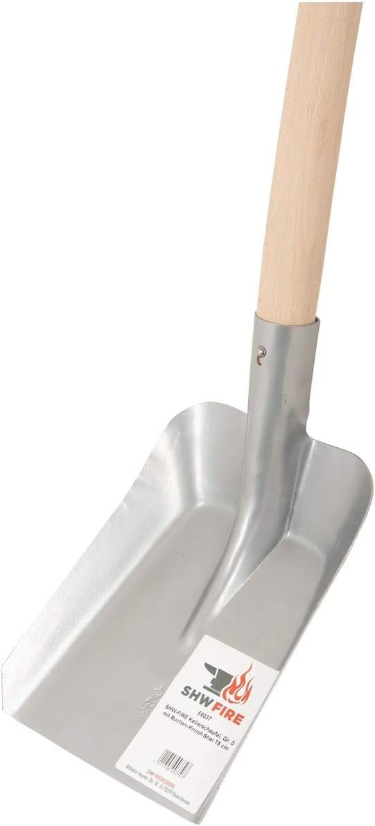SHW-FIRE Schaufel für Keller und Randbereiche - aus robustem Stahlblech - Holzstiel 70cm - universel
