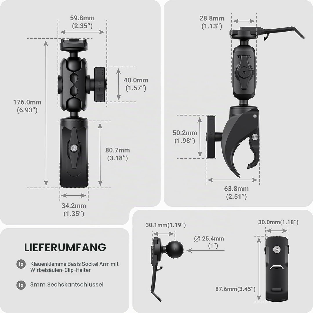 TUSITA Motorrad ATV/UTV Halterung Kompatibel mit Garmin Handheld GPS Geräte - Klaue Klemmbasis Short