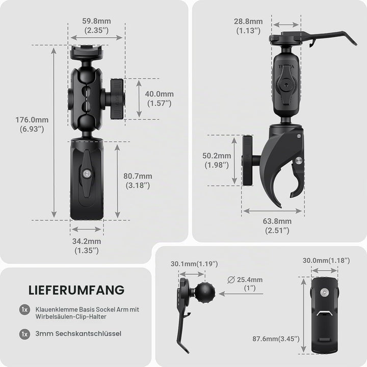 TUSITA Motorrad ATV/UTV Halterung Kompatibel mit Garmin Handheld GPS Geräte - Klaue Klemmbasis Short