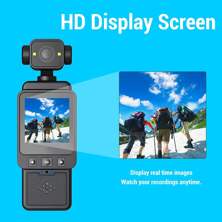 Denash 1080p Vlog -Kamera, Multi -Achse -Stabilisierung mit 270 -Grad- und 180 -Grad -Objektivrotati