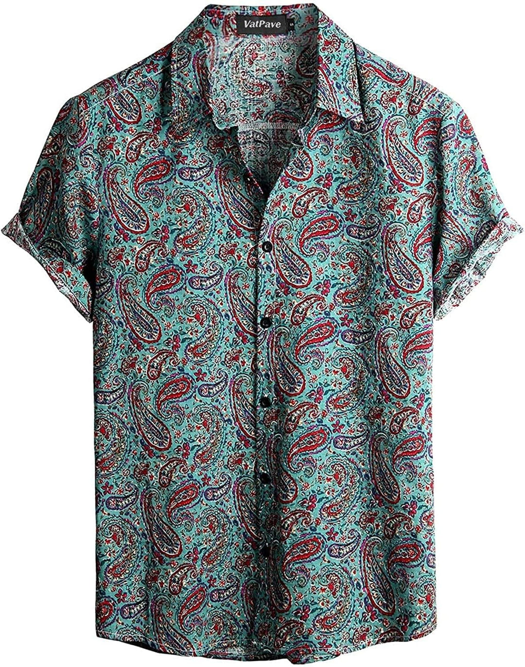 VATPAVE Herren Hawaii Hemd Blumen Sommer Outfit Männer Freizeit Kurzarm Strandhemd und Kurze Hosen 2