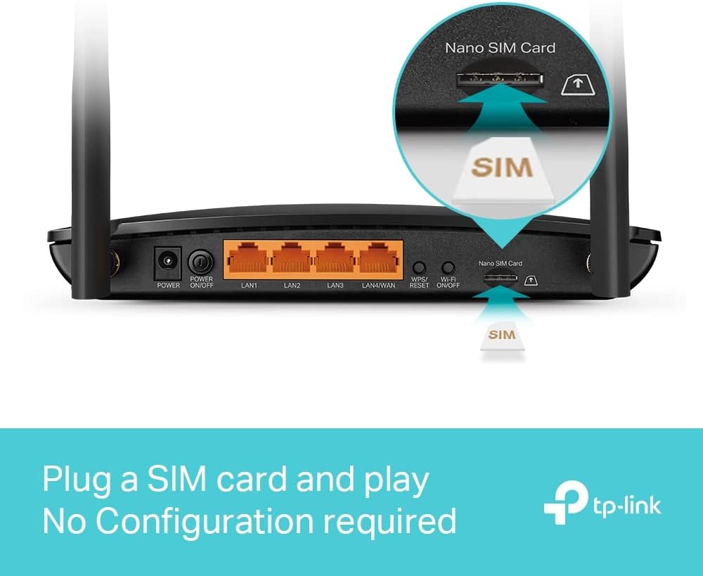 TP-Link Archer MR550 Router 4G+ Cat6 300Mbps, Wi-Fi AC1200 Dual Band, mit SIM, MicroSIM, Gigabit-LAN