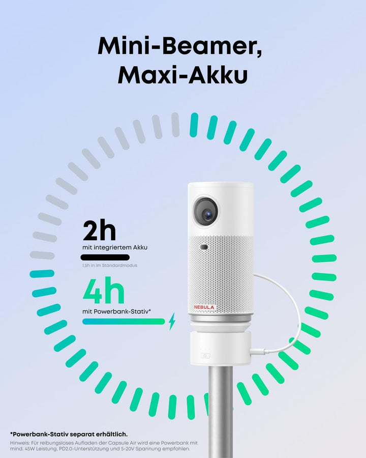 NEBULA Capsule Air Projektor mit Google TV, offiziell Lizenziertes Netflix, 720p Smarter Mini-Beamer